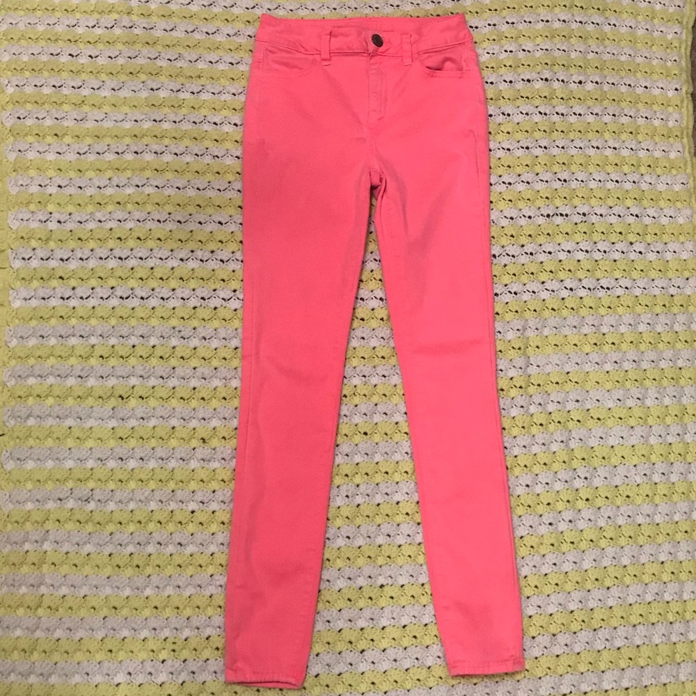American Eagle neon pink skinny jeans size 2 GUC